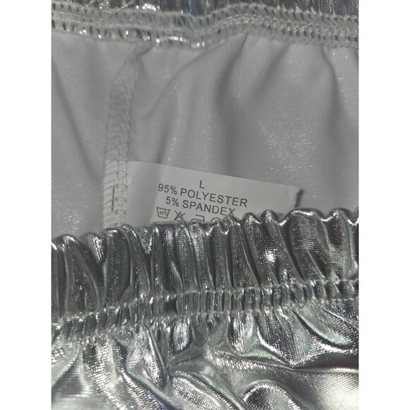 Metallic Silver Shiny Booty Shorts*Elastic Waistband*Large*NWT*Gay*Sissy*Cosplay - Picture 5 of 6